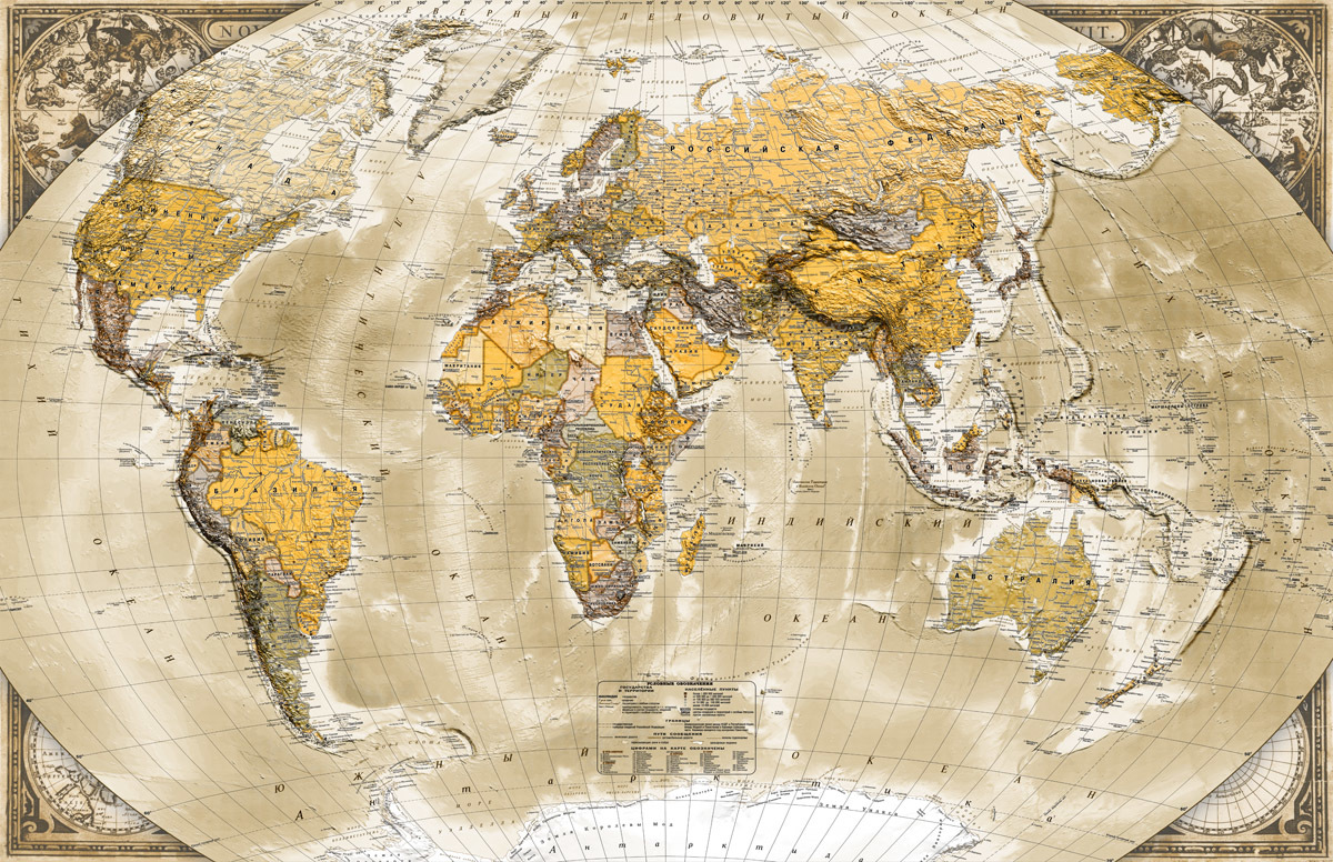 Флизелиновые обои карта мира