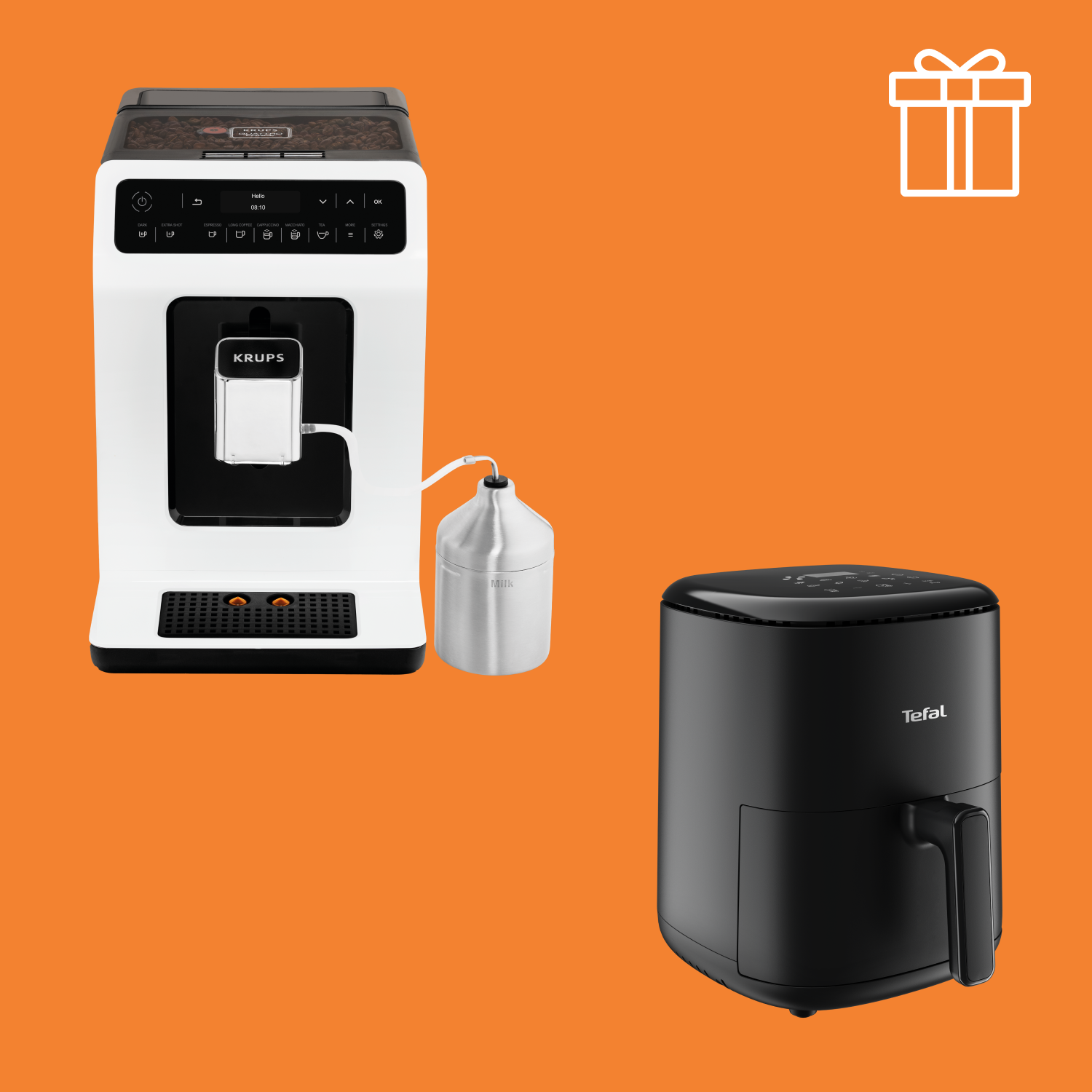Автоматическая кофемашина KRUPS EA891110 + Аэрогриль Tefal Easy Fry Compact, 3 л EY145810
Автоматическая кофемашина KRUPS EA891110 + Аэрогриль Tefal Easy Fry Compact, 3 л EY145810