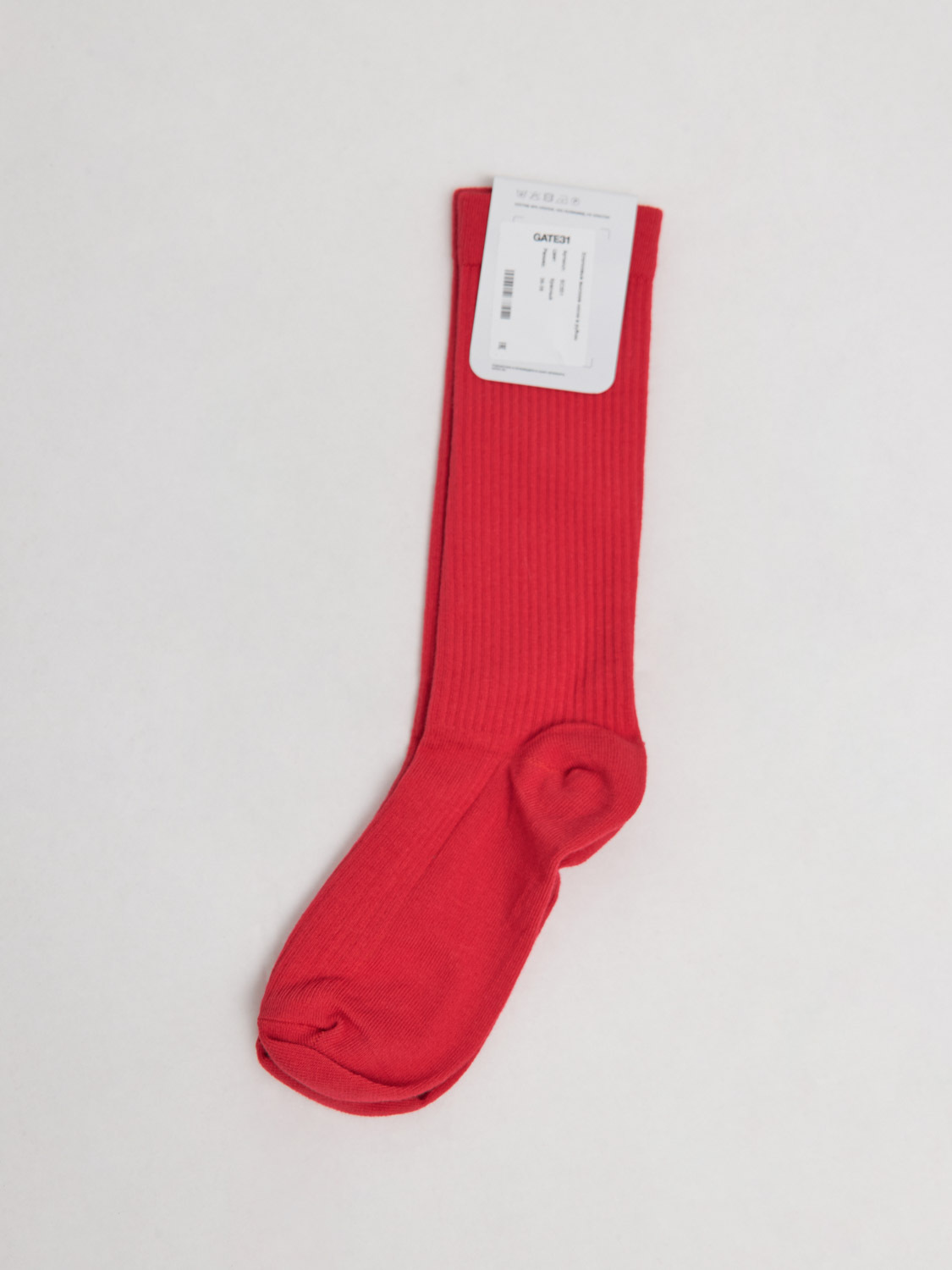 

Хлопковые высокие носки в рубчик, Красный