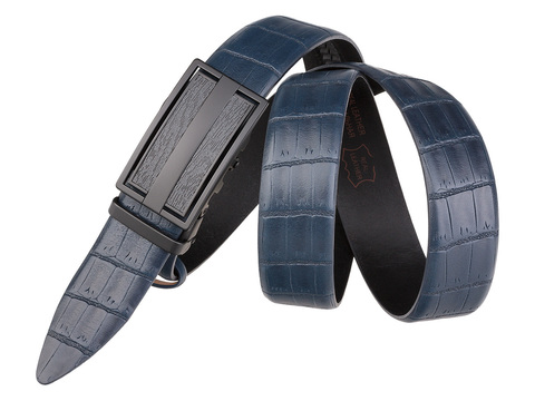 Мужской классический кожаный синий ремень AP35-09