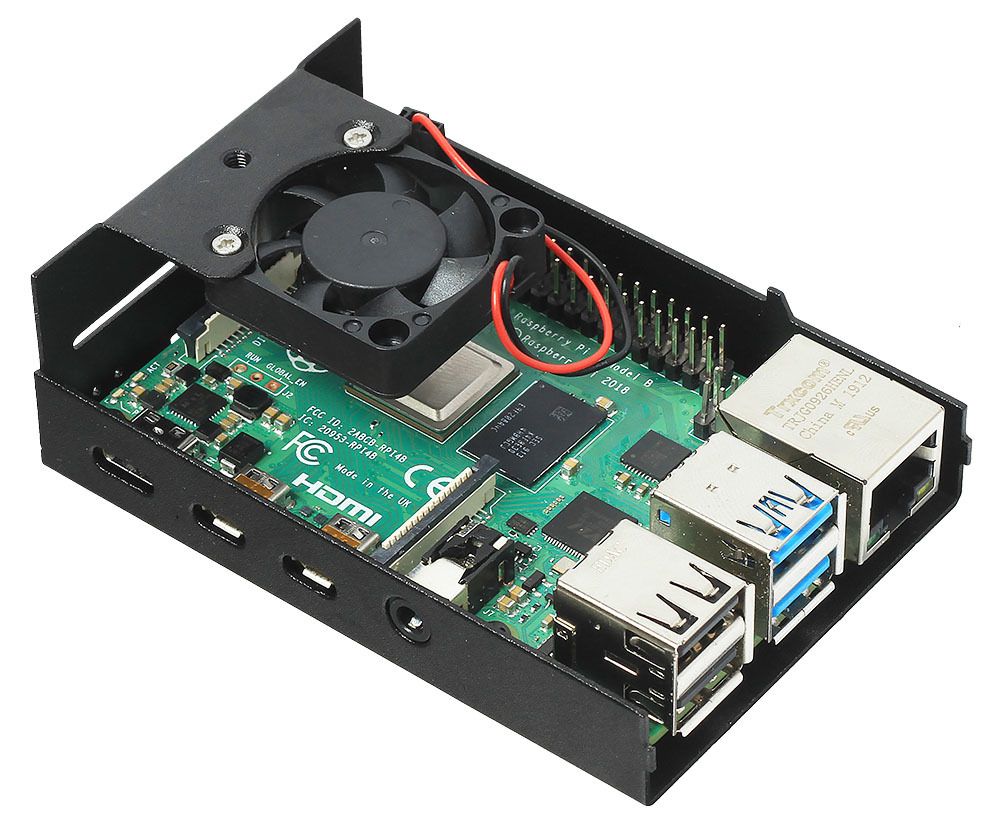 Корпус для Raspberry Pi 4 с вентилятором (LT-4B01 / алюминий