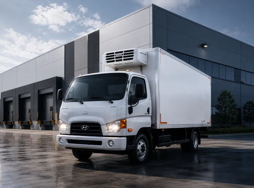 Hyundai HD78 возле современного склада