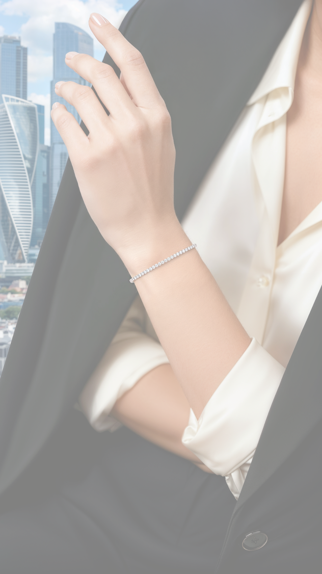 Model with bracelet