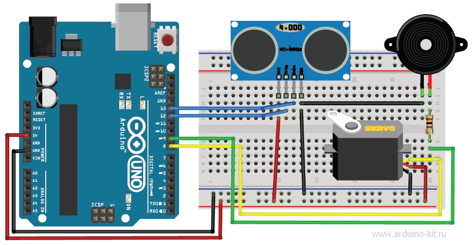 Arduino проект 23: Ультразвуковой датчик расстояния HC-SR04. Принцип работы, подключение, пример