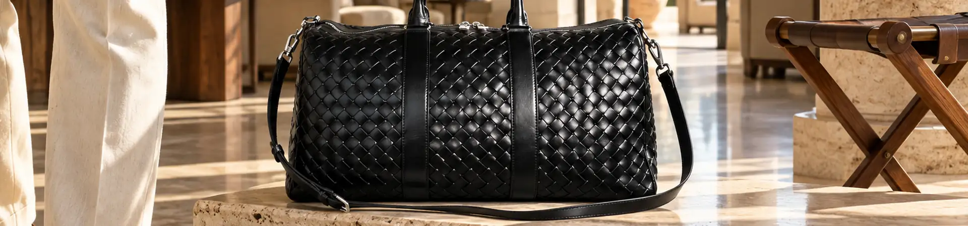 Несессер коричневый с рыже-коричневой отделкой от Louis Vuitton Locker Dopp Kit BP5-531357 в lifestyle-сцене к статье «Собрать сумку на два дня и не искать паспорт на дне»