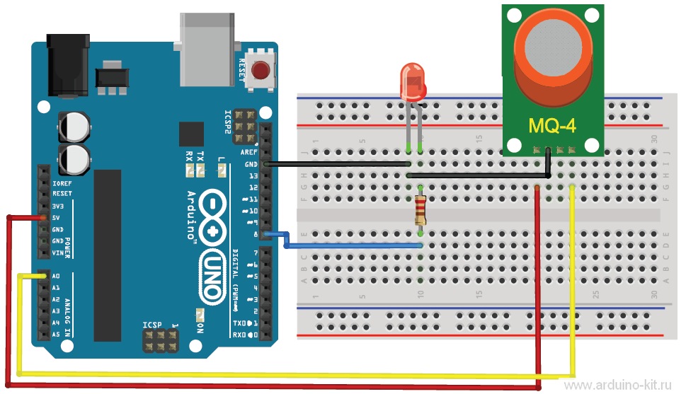 Arduino проект 22: Датчики газов. Принцип работы, пример работы
