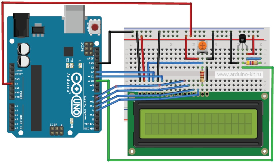 Arduino проект 20: Датчик температуры DS18B20
