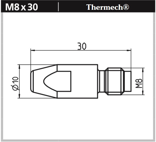 340P161262 Наконечник контактный ECu Ø1,6 мм., M8x30,0 мм., для сварочных горелок MIG/MAG