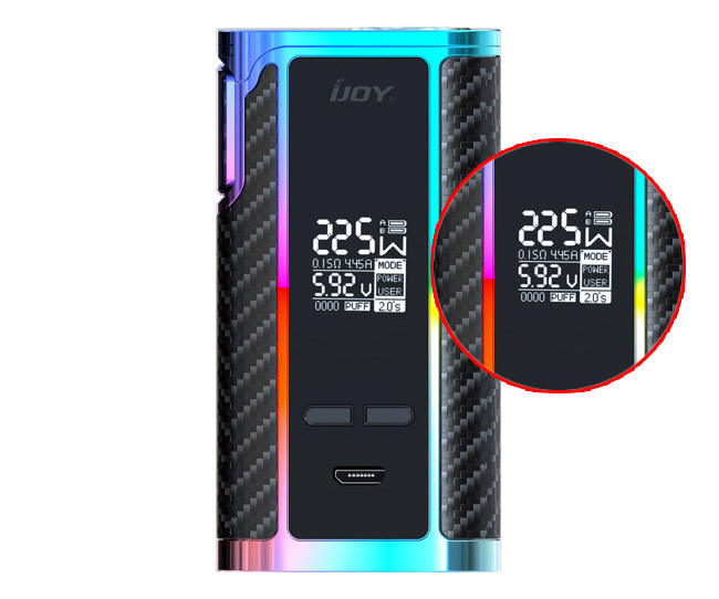 Яркий и большой экран Боксмода iJOY Captain PD1865