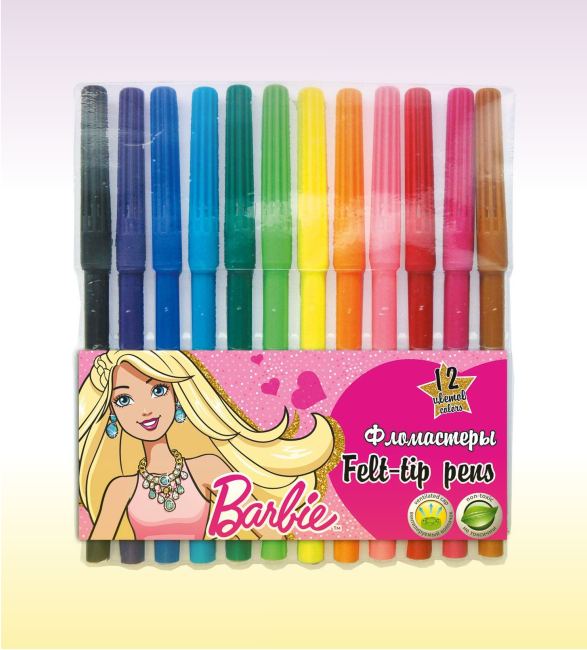 Фломастеры 12 цветов - набор Barbie