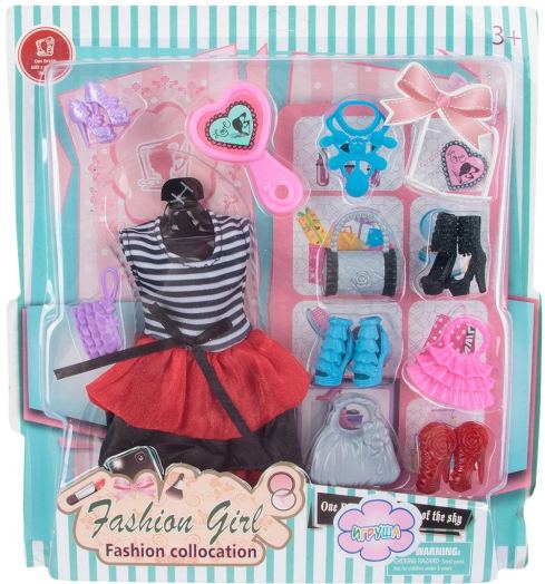 Набор со стильным платьем и аксессуарами для кукол 29 см (платье, обувь, сумочки)