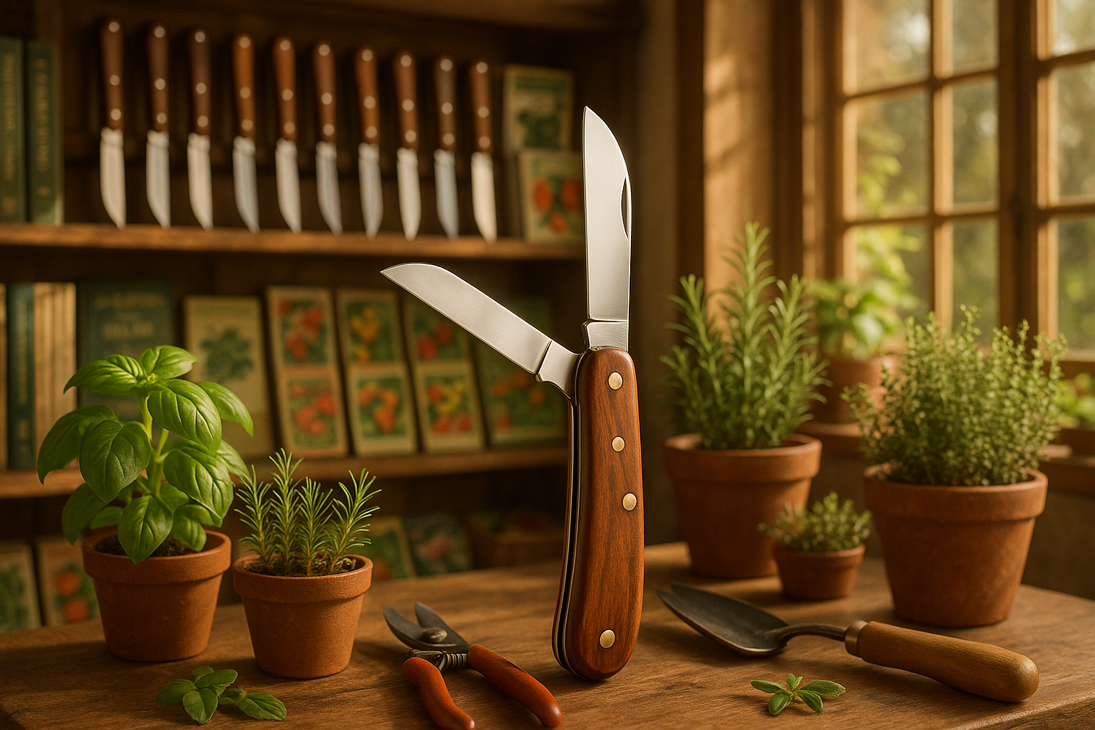 Двойной прививочный нож с двумя лезвиями и удобной рукояткой для садовых работ