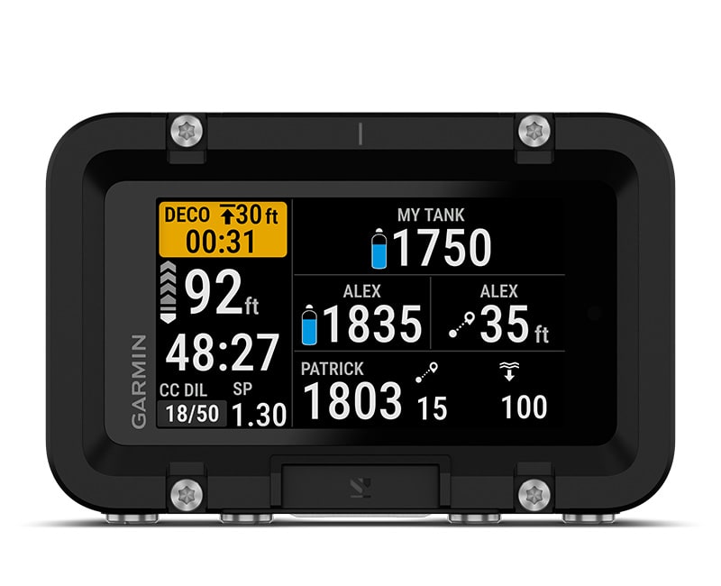 Умный подводный компьютер Garmin Descent X50i: КОНТРОЛЬ ДАВЛЕНИЯ В БАЛЛОНАХ