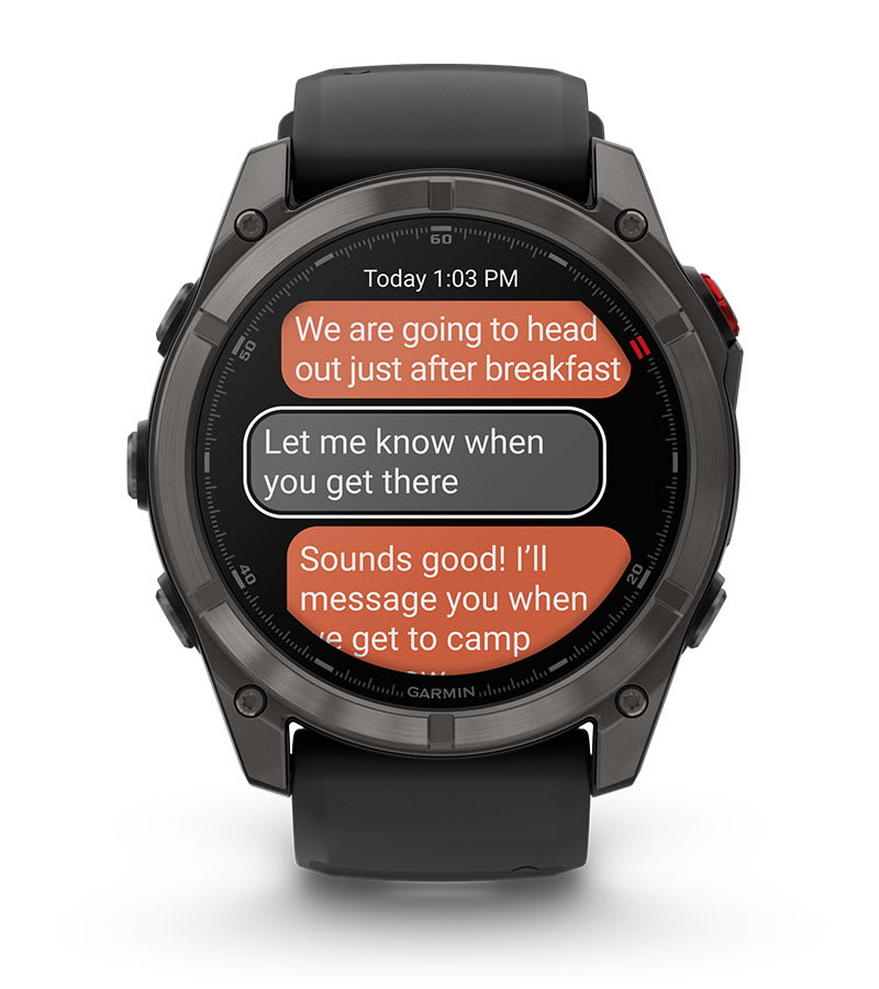 Умные часы Garmin Fenix 8 PRO, 51 мм, AMOLED, Sapphire, Carbon grey DLC titanium with Chestnut leather band: СПУТНИКОВЫЕ СООБЩЕНИЯ