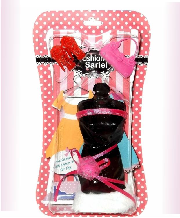 Черное платье и аксессуары для куклы 29 см (платье, обувь, сумочка)