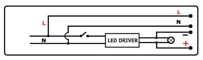 Схема подключения драйвера и светодиодного комплекта аварийного освещения