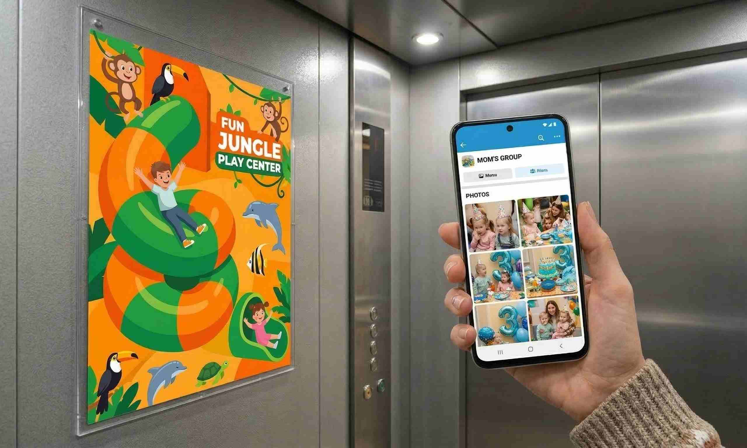 Реклама в лифте и соцсети