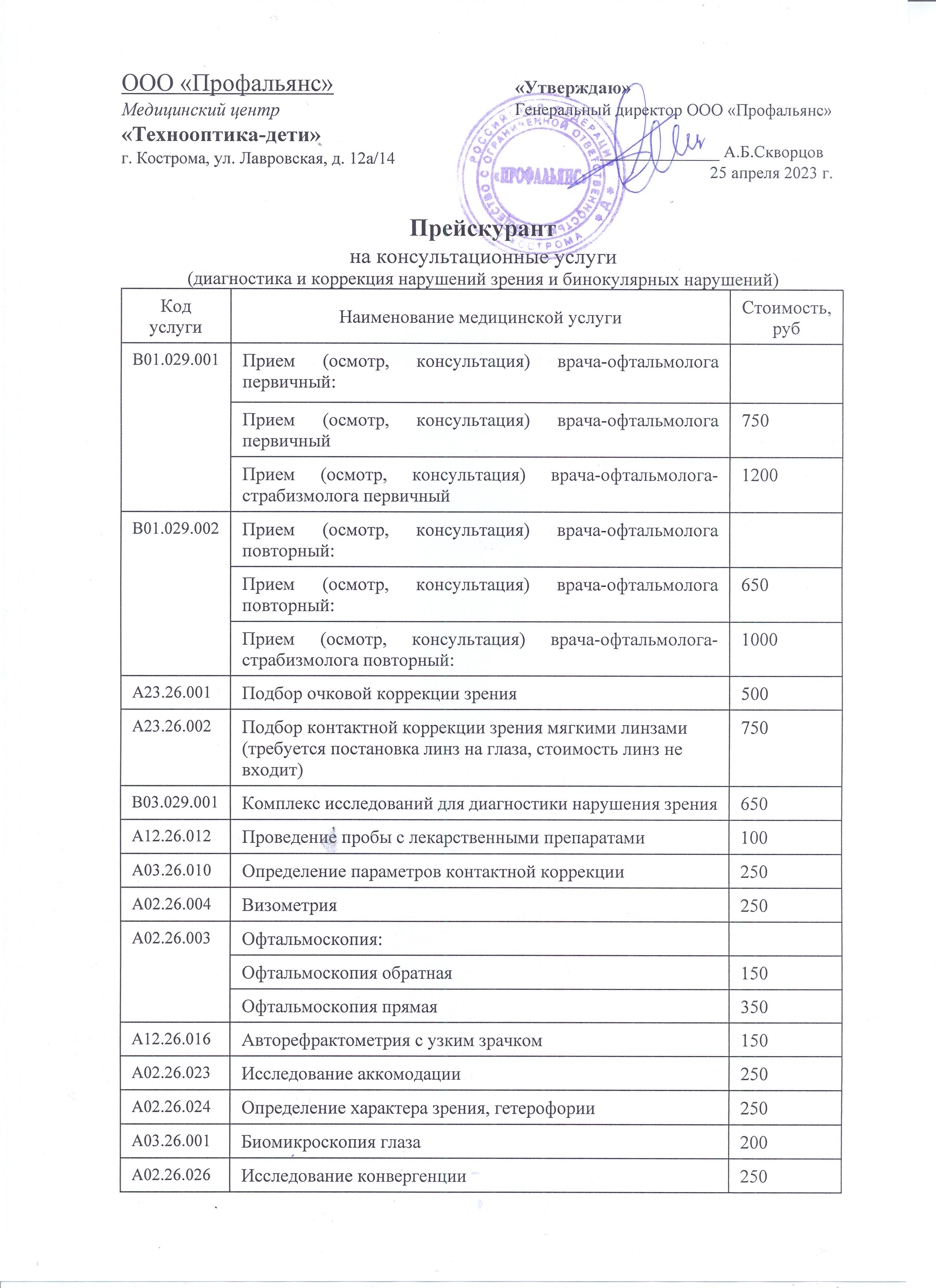 Офтальмалогический кабинет салона «Технооптика»