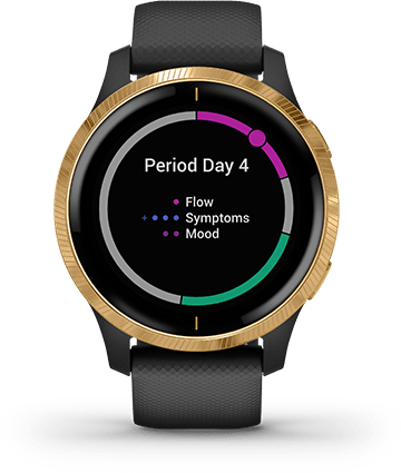 Умные часы Garmin Venu черные с золотистым безелем: МОНИТОРИНГ ЖЕНСКОГО ЗДОРОВЬЯ