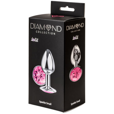 Анальная пробка Lola Toys Diamond Sparkle, Small, 2,8 см, Серебро, Розовый, в коробке
