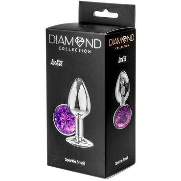 Анальная пробка Lola Toys Diamond Sparkle, Small, 2,8 см, Серебро, Фиолетовый, в коробке