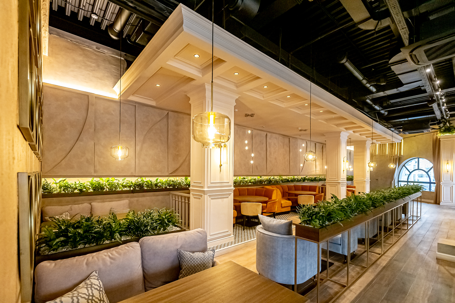 Зонирующее кашпо с растениями для ресторана