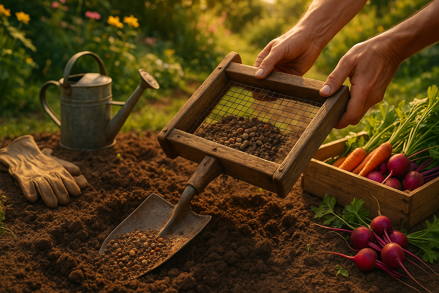 Самодельная садовая лопата из металла и дерева на фоне инструментов