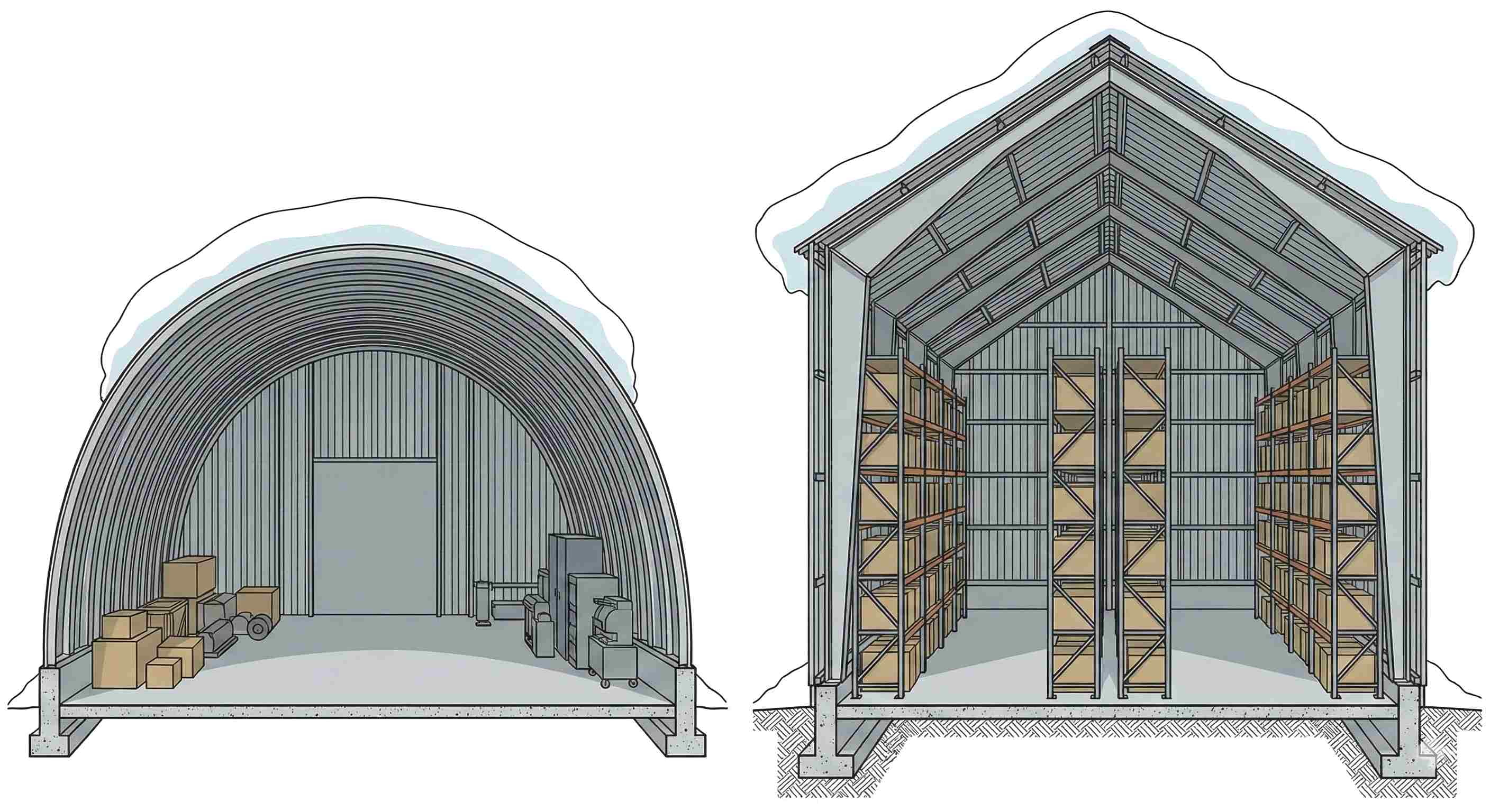 Сравнение арочных и прямостенных конструкций
