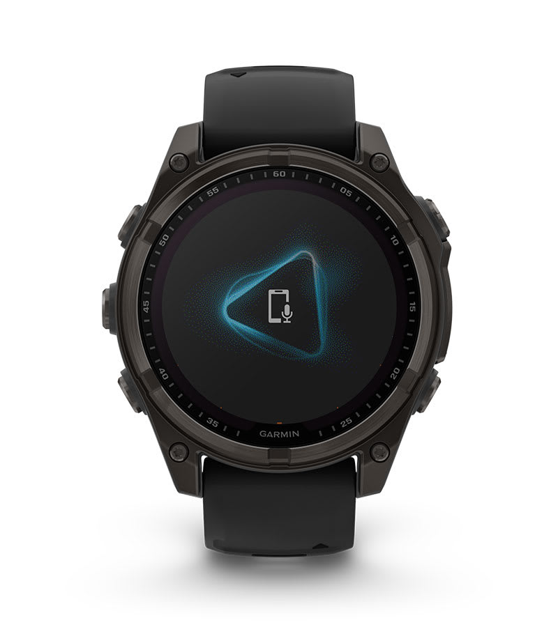 Умные часы Garmin Fenix 8, 47 мм, Solar, Sapphire Carbon Gray DLC Titanium with Black/Pebble Gray Silicone: ВСТРОЕННЫЙ ДИНАМИК И МИКРОФОН