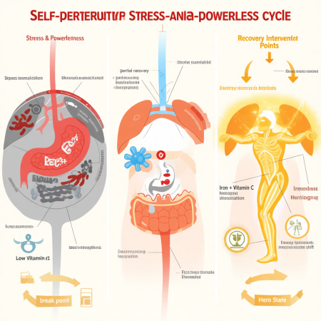 <img src="anemia-powerlessness-cycle-recovery.jpg" alt="Цикл анемии бессилия стресса как разорвать медитация восстановление энергии">