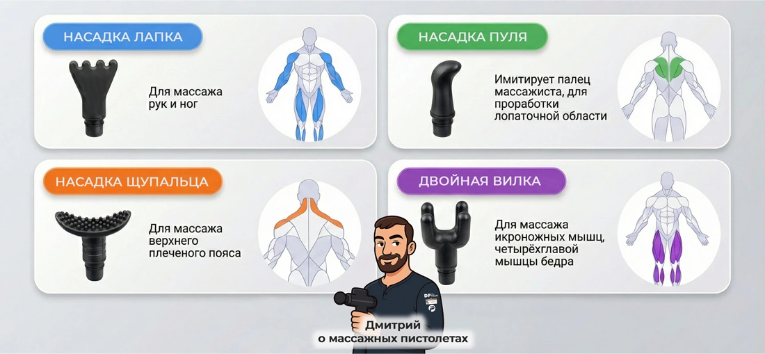 Дополнительные насадки для перкуссионного массажёра