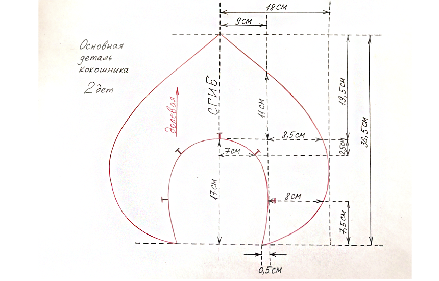 Кокошник взрослый выкройка