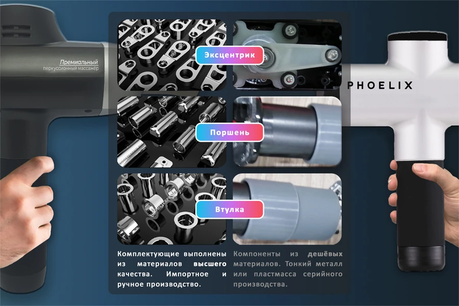 силовой перкуссионный массажёр DP Pro 6 премиальные комплектующие
