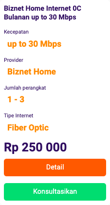 Internet 0C Bulanan 30 Biznet Home