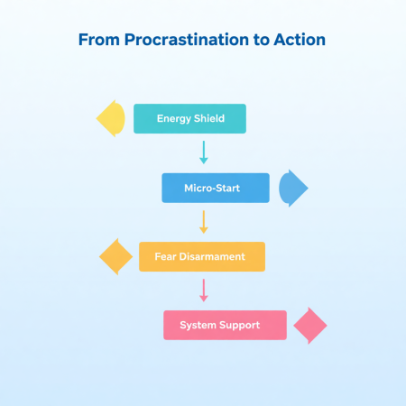 <img src="procrastination-to-action-system.jpg" alt="Flowchart from procrastination to action system Super Jump methodology">
