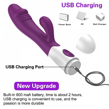 Вибратор Yafe -G-Spot-USB темно фиолетовый на зарядке
