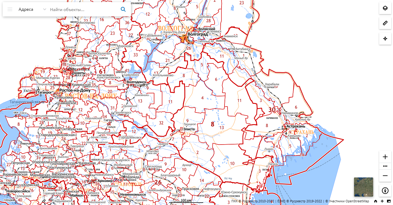 Публичная кадастровая карта Росреестра Астраханской области