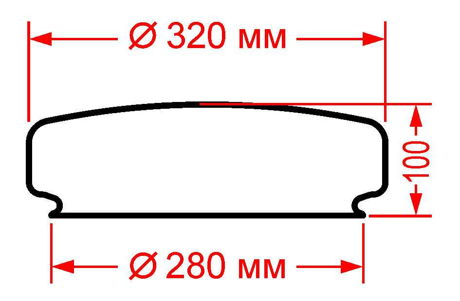 Габаритные размеры рассеивателя 840.00.01 - стекла судового светильника СС-840