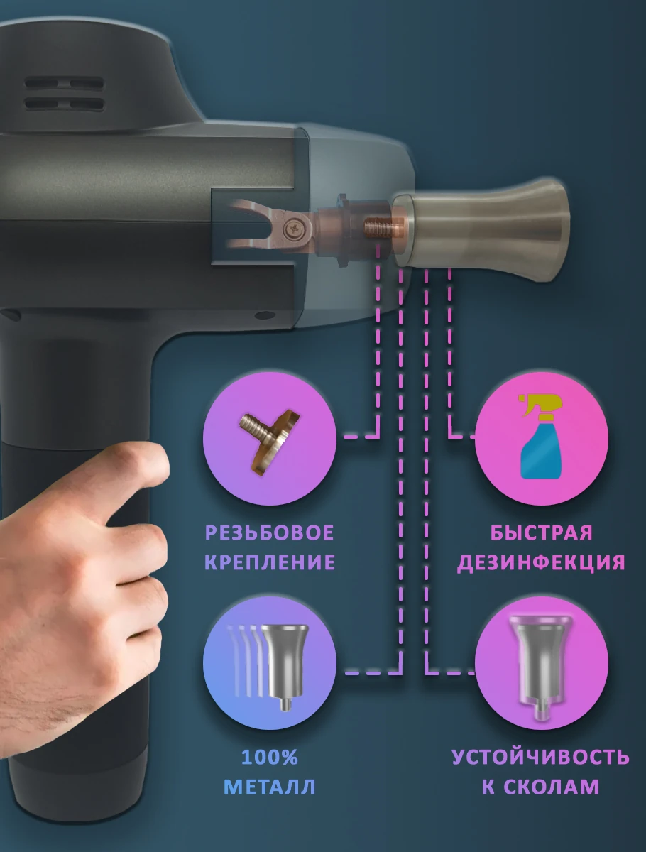 металлические насадки профессионального массажного пистолета DP Pro 6