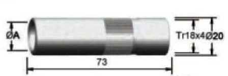 TGN01610 Газовое сопло цилиндрическое Ø20,0 /73,0 мм., для ручных сварочных горелок полуавтоматической сварки типа Panasonic;