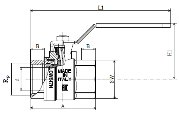 Габариты шарового крана Stout SVB-0001-000032