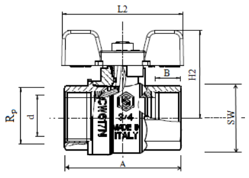 Габариты шарового крана Stout SVB-0002-000032