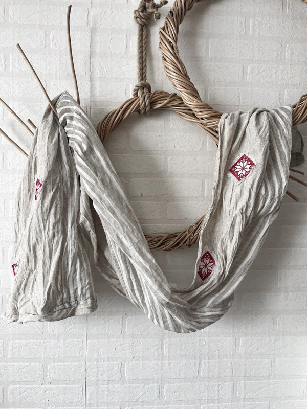 Шарф льняной комбинированный с вышивкой "Родны кут. Этно" NY-10122