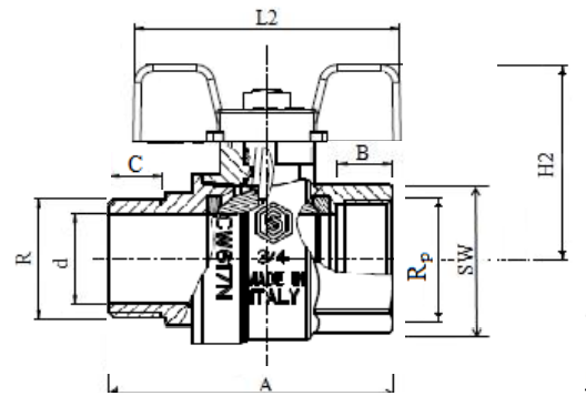 Габариты шарового крана Stout SVB-0004-000020