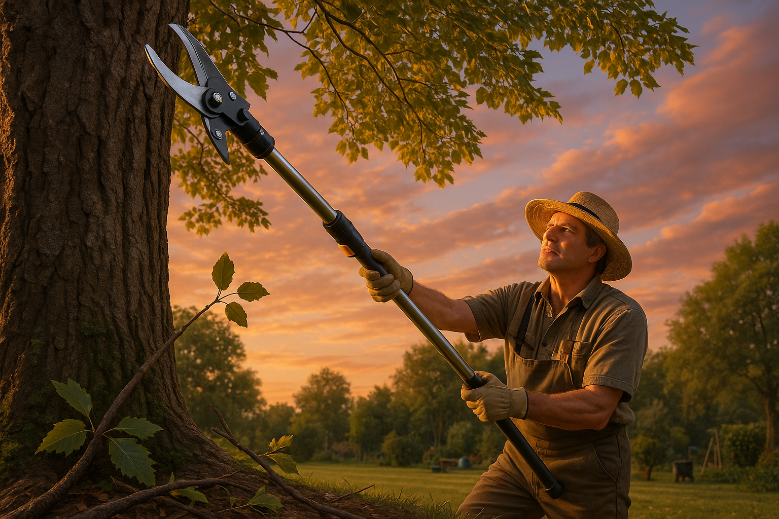 Телескопический сучкорез с выдвижными ручками для обрезки веток на высоте