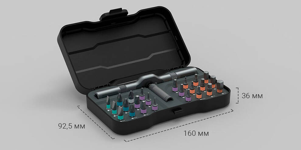Набор инструментов Xiaomi Mijia DUKA 24 In 1 RS1 Multipurpose Ratchet Screwdriver Set (24 предм.)-описание-6.jpg