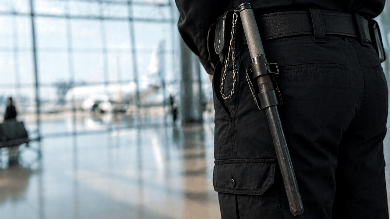 Резиновая дубинка у охранника