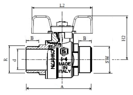 Габариты шарового крана Stout SVB-0006-000015