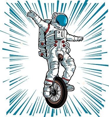 принт Астронавт на моноцикле