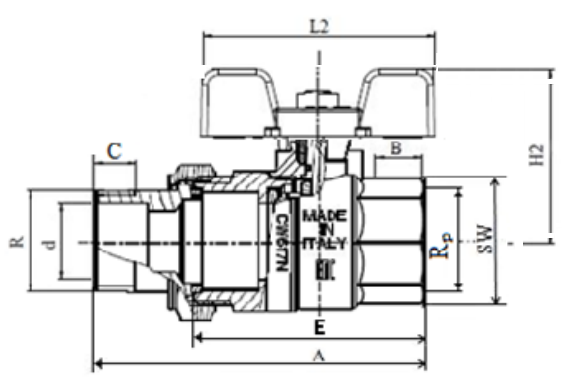 Габариты шарового крана Stout SVB-0007-000025